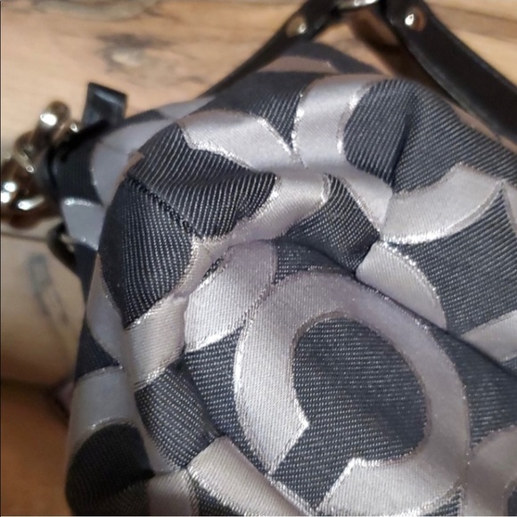 COACH NWOT 18608 GUNMETAL BLACK MADISON SIGNATURE LUREX OP ART SOPHIA MS… - Picture 8 of 11